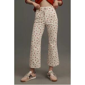 Anthropologie Colette Linen Pants Crop Wide Leg Maeve Peppers Tomato 28 Petite